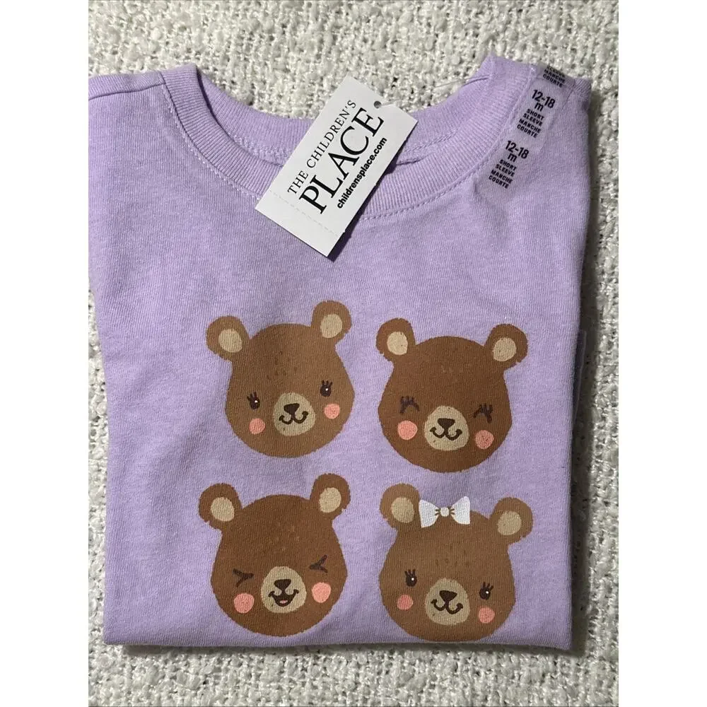 NWT Children’s Place 12-18 Months Purple Bears Shirt New With Tag